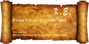 Kovalcsik Erzsébet névjegykártya